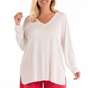 Fresh Produce Jetsetter White long Sleeve Ribbed Tunic Top Shirt Travel Lounge